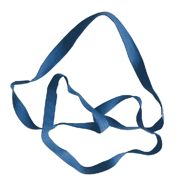 Blaues extra starkes Palettenspannband als flache Schlaufe